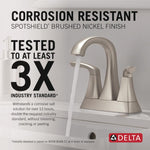 Delta Lacey Two Handle Centerset Bathroom Faucet Brushed Nickel, 25895LF-SP, MSRP: $132.45, FINAL PRICE: $59.99 + TAX