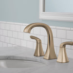 Delta Lacey Champagne Bronze Widespread 2-handle WaterSense Mid-arc Residential Handle Bathroom Sink Faucet with Drain