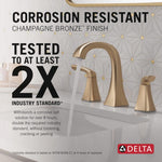 Delta Lacey Champagne Bronze Widespread 2-handle WaterSense Mid-arc Residential Handle Bathroom Sink Faucet with Drain