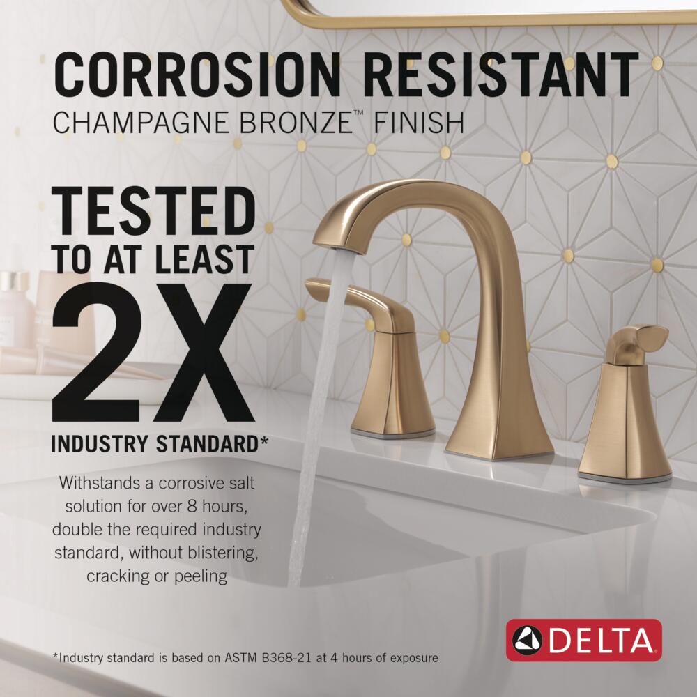 Delta Lacey Champagne Bronze Widespread 2-handle WaterSense Mid-arc Residential Handle Bathroom Sink Faucet with Drain