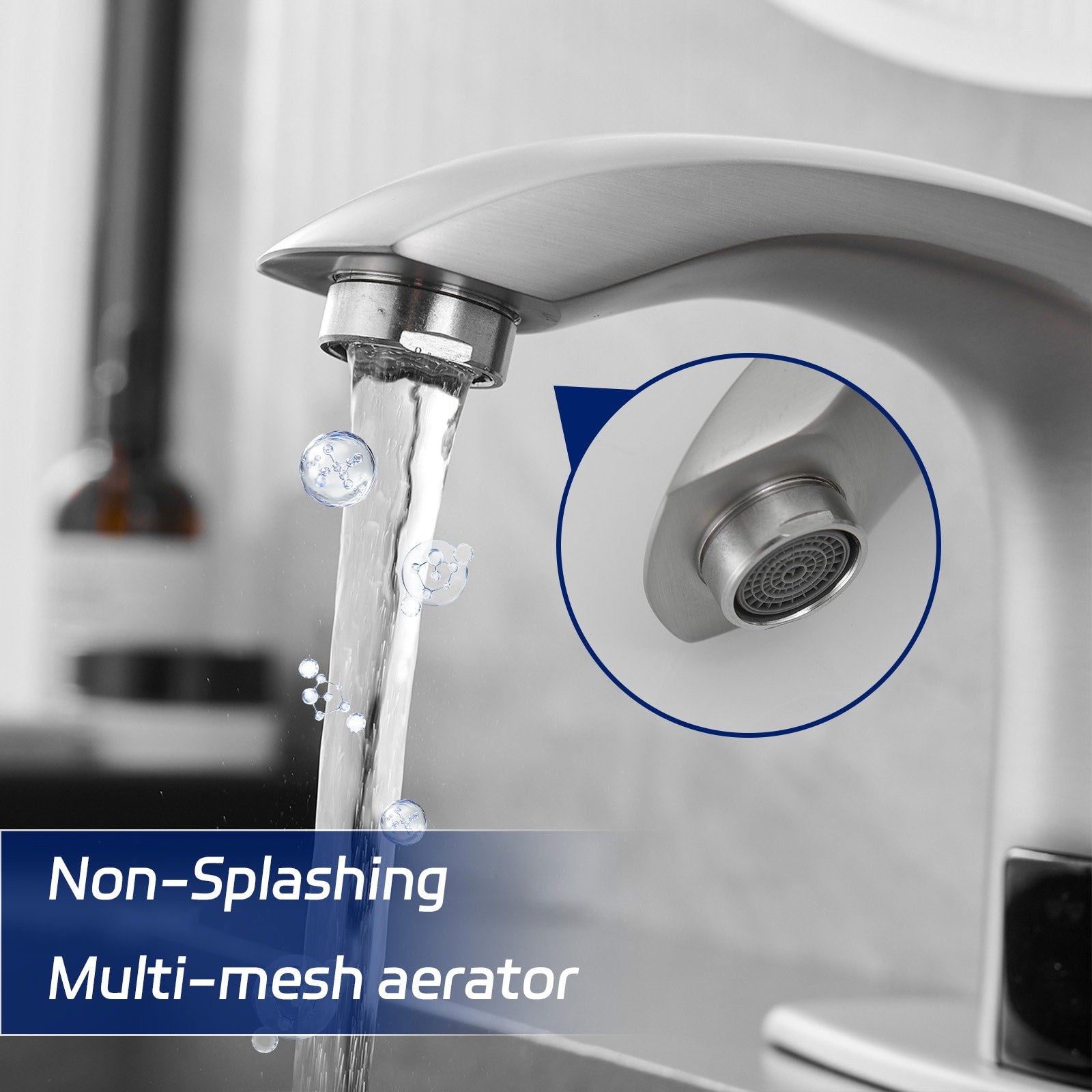 BWE Brushed Nickel Single hole Touchless WaterSense Low-arc Commercial/Residential Touchless Bathroom Sink Faucet with Deck Plate