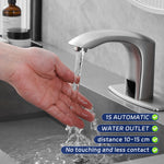 BWE Brushed Nickel Single hole Touchless WaterSense Low-arc Commercial/Residential Touchless Bathroom Sink Faucet with Deck Plate