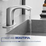 BWE Brushed Nickel Single hole Touchless WaterSense Low-arc Commercial/Residential Touchless Bathroom Sink Faucet with Deck Plate