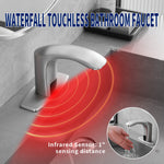 BWE Brushed Nickel Single hole Touchless WaterSense Low-arc Commercial/Residential Touchless Bathroom Sink Faucet with Deck Plate