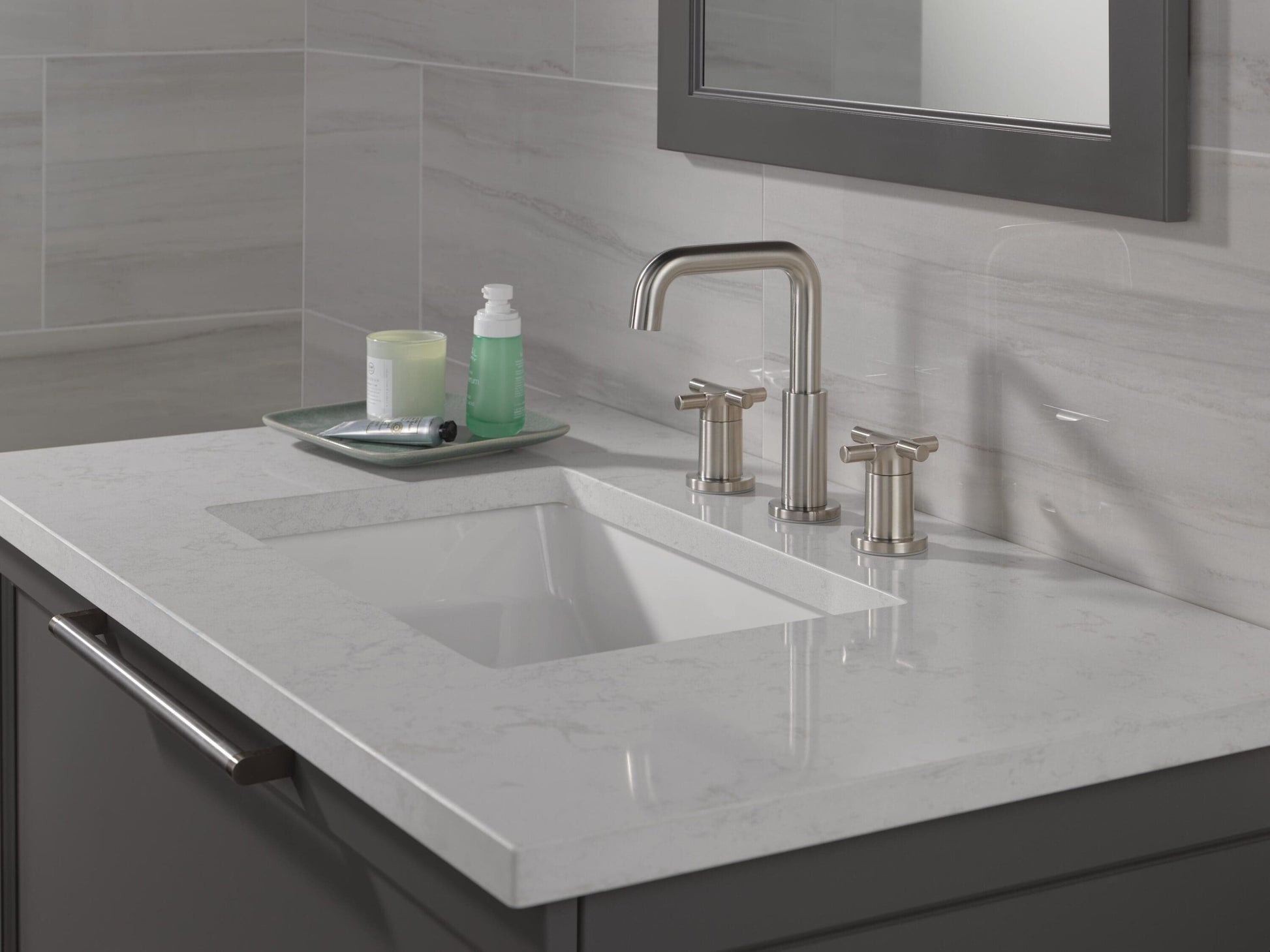 Delta Nicoli Two Handle Widespread Bathroom Faucet in Stainless Steel, 35894LF-SS, MRSP: $449, FINAL PRICE: $ + TAX