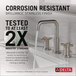 Delta Nicoli Two Handle Widespread Bathroom Faucet in Stainless Steel, 35894LF-SS, MRSP: $449, FINAL PRICE: $ + TAX