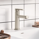Moen Rinza Spot Resist Brushed Nickel Single Hole 1-handle WaterSense High-Arc Residential Handle Bathroom Sink Faucet with Drain with Deck Plate, 84627SRN *JR2509, Retail: $205.70, FINAL PRICE: $79.99 + TAX
