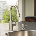 Moen Edwyn Spot Resist Stainless Single Handle Deck-mount Pull-down Kitchen Faucet with Sprayer (Includes Deck Plate) (Includes Soap Dispenser)