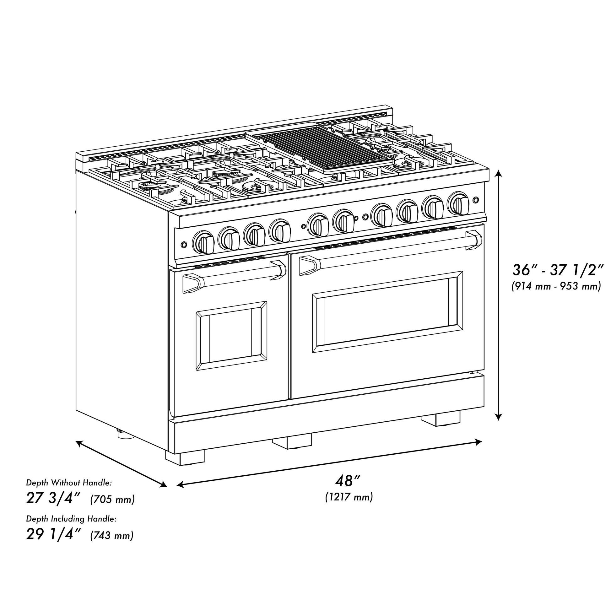 ZLINE KITCHEN & BATH Classic 48-in Standard 4.2-cu ft / 2.5-cu ft Convection Oven Freestanding Double Oven Dual Fuel Range ( Stainless Steel )