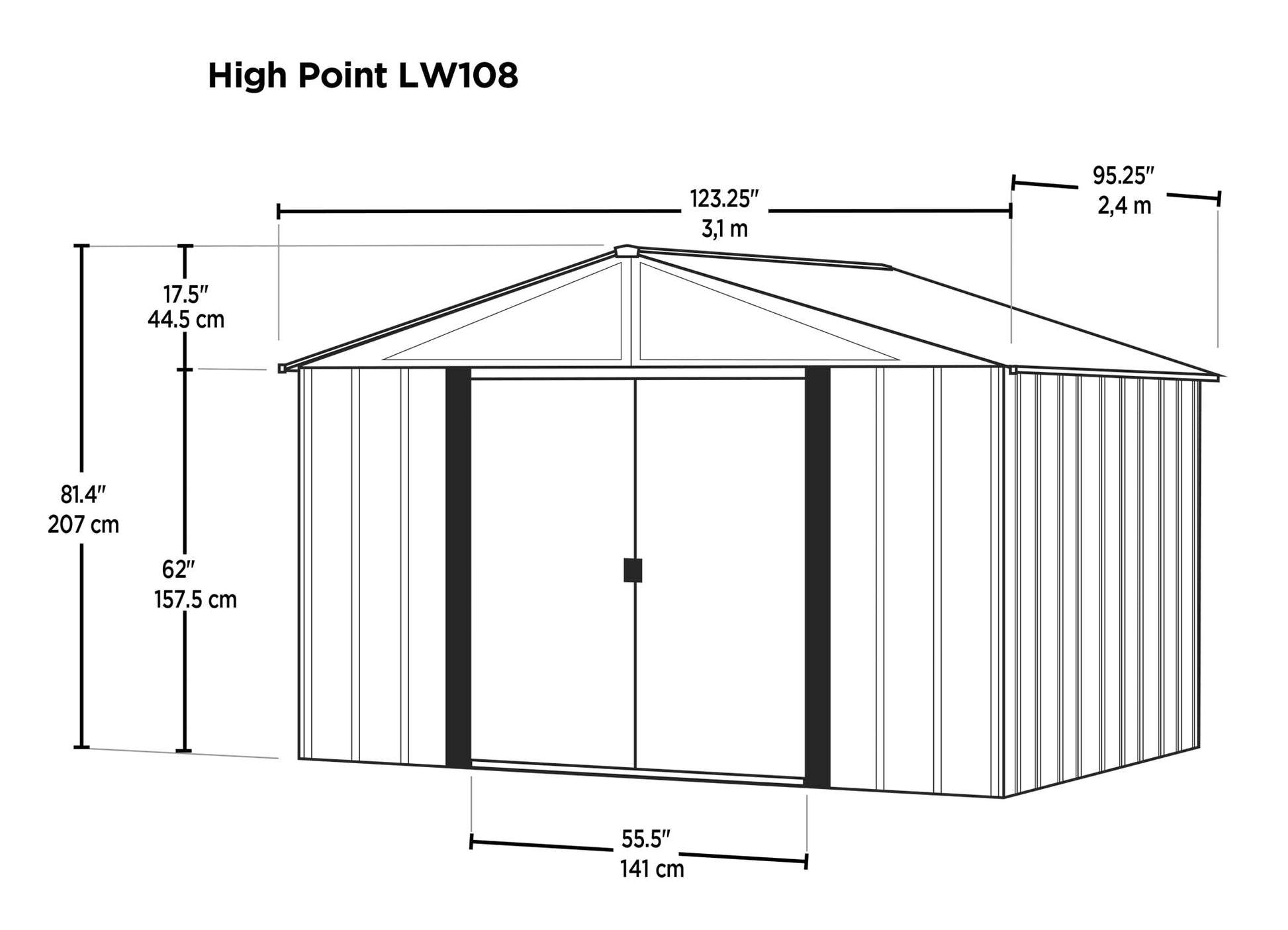 Arrow 10-ft x 8-ft High Point Galvanized steel Metal Storage Shed