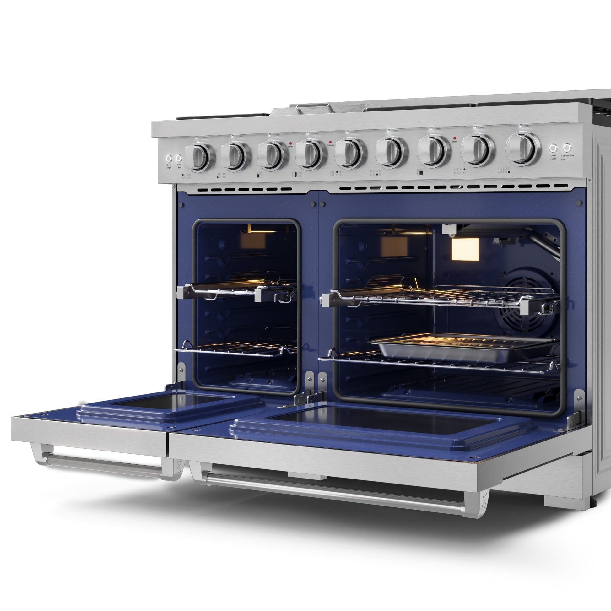 Thor Kitchen Gordon Ramsay Series 48-in 7 burners 4.6-cu ft / 2.2-cu ft Convection Oven Freestanding Double Oven Gas Range ( Stainless Steel )