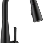 Delta Essa Matte Black Single Handle Deck-mount Pull-down Kitchen Faucet with Sprayer (Includes Deck Plate)