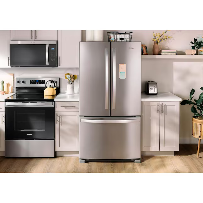 Whirlpool Standard-Depth 25.2-cu ft 3-Door French Door Refrigerator with Ice Maker (Stainless Steel), WRFF3036RZ/00 *JR2509, Retail: $2,299.00, FINAL PRICE: $1,049.99 + TAX
