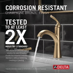 Delta Eldren Gold Champagne Bronze Single hole 1-handle WaterSense Mid-arc Residential Handle Bathroom Sink Faucet with Drain with Deck Plate