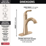 Delta Eldren Gold Champagne Bronze Single hole 1-handle WaterSense Mid-arc Residential Handle Bathroom Sink Faucet with Drain with Deck Plate