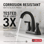 Delta Arcadia Two Handle Centerset Bathroom Faucet in Matte Black, 25892LF-BL, MSRP: $