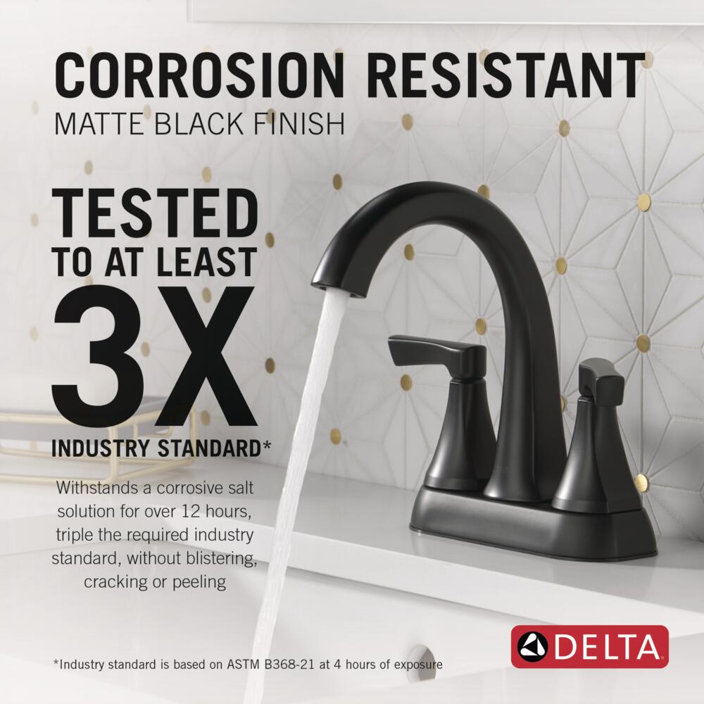 Delta Arcadia Two Handle Centerset Bathroom Faucet in Matte Black, 25892LF-BL, MSRP: $