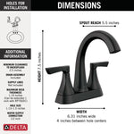 Delta Arcadia Two Handle Centerset Bathroom Faucet in Matte Black, 25892LF-BL, MSRP: $