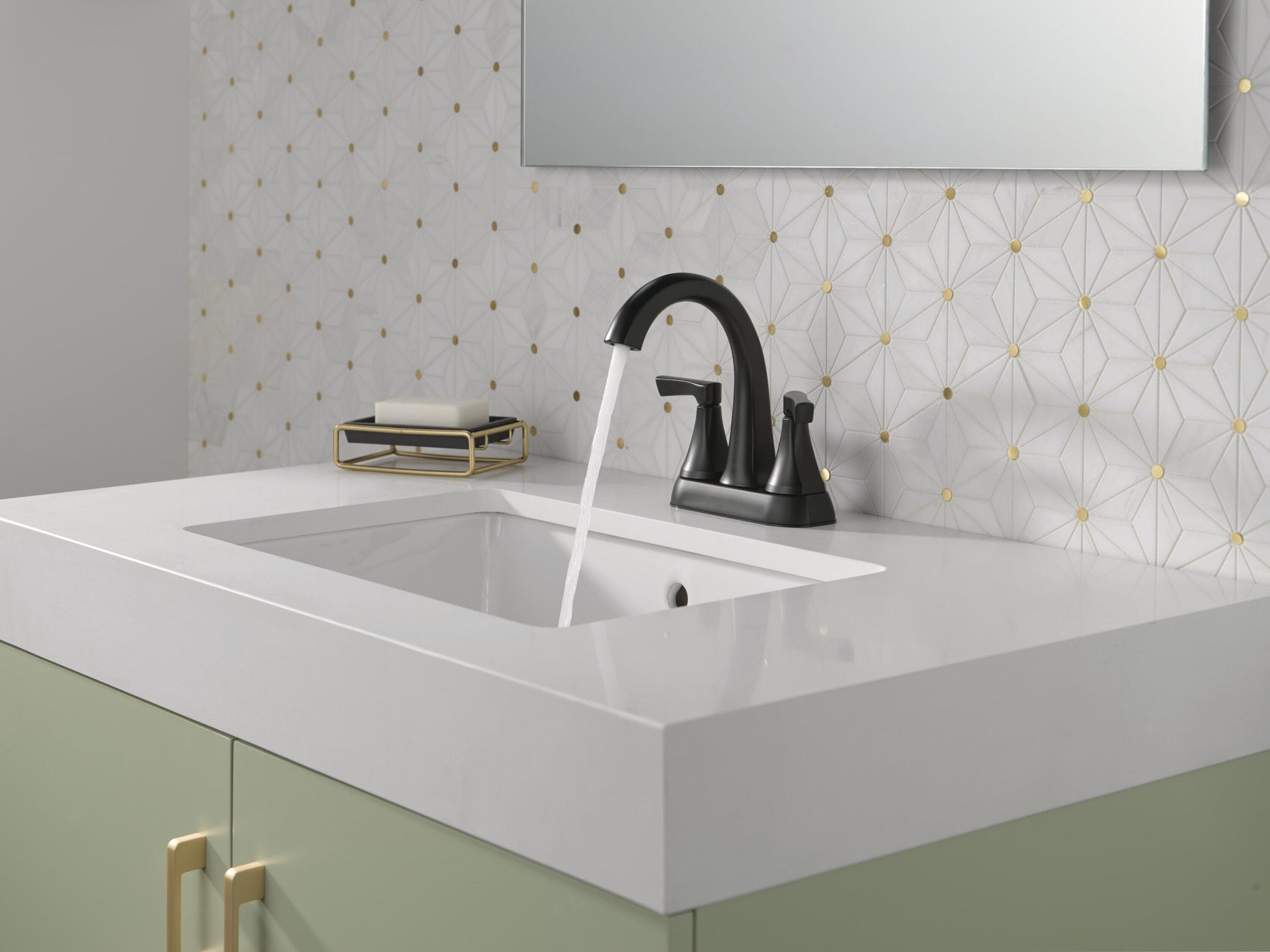 Delta Arcadia Two Handle Centerset Bathroom Faucet in Matte Black, 25892LF-BL, MSRP: $