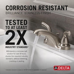 Delta Foundations Two Handle Centerset Bathroom Faucet in Stainless Steel, B2510LF-SS, MRSP: $97.53, FINAL PRICE: $39.99 + TAX