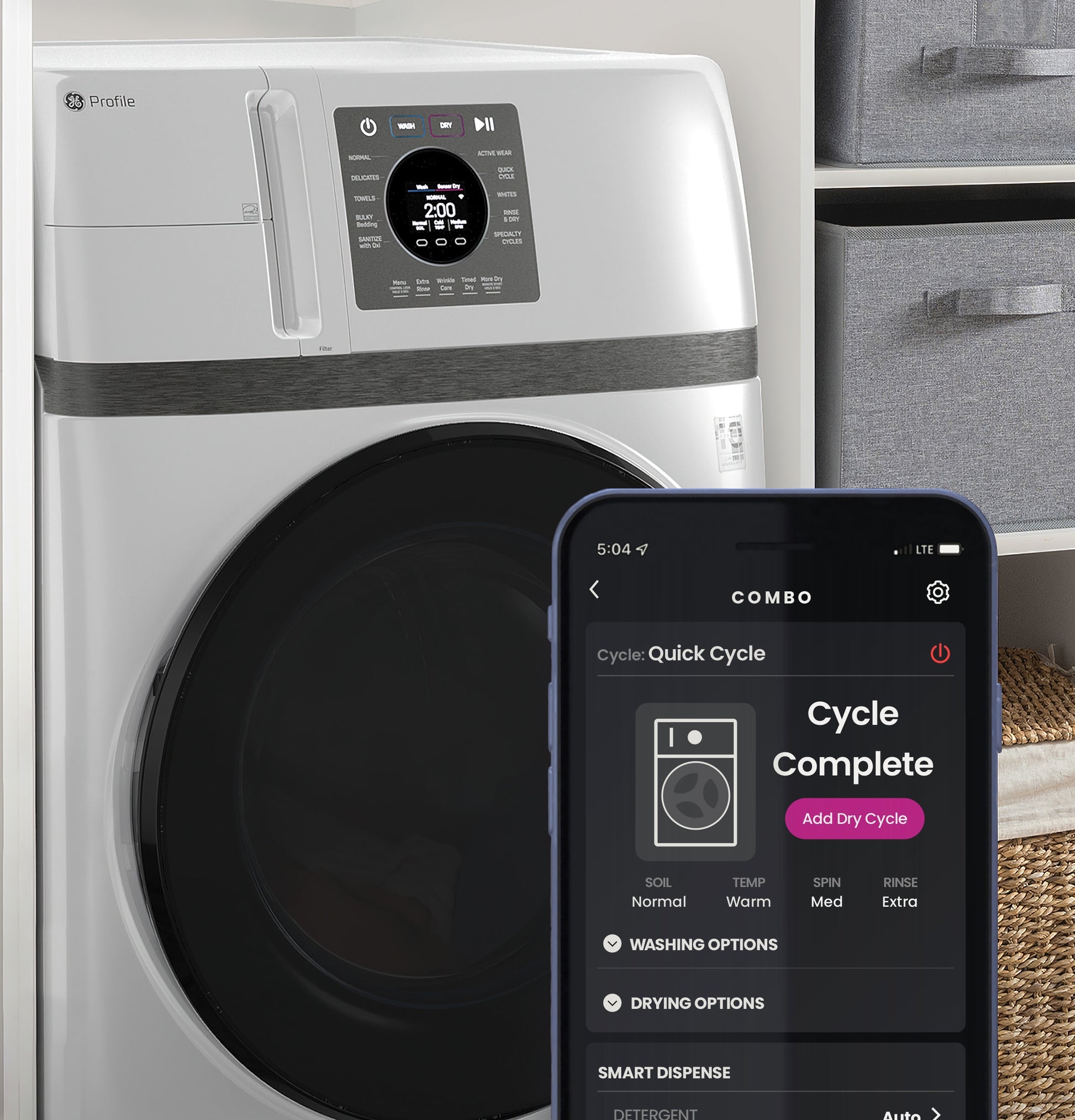 GE Profile with Pet Hair Removal Compact 4.6-cu ft Ventless All-In-One Washer Dryer Combo ( White )