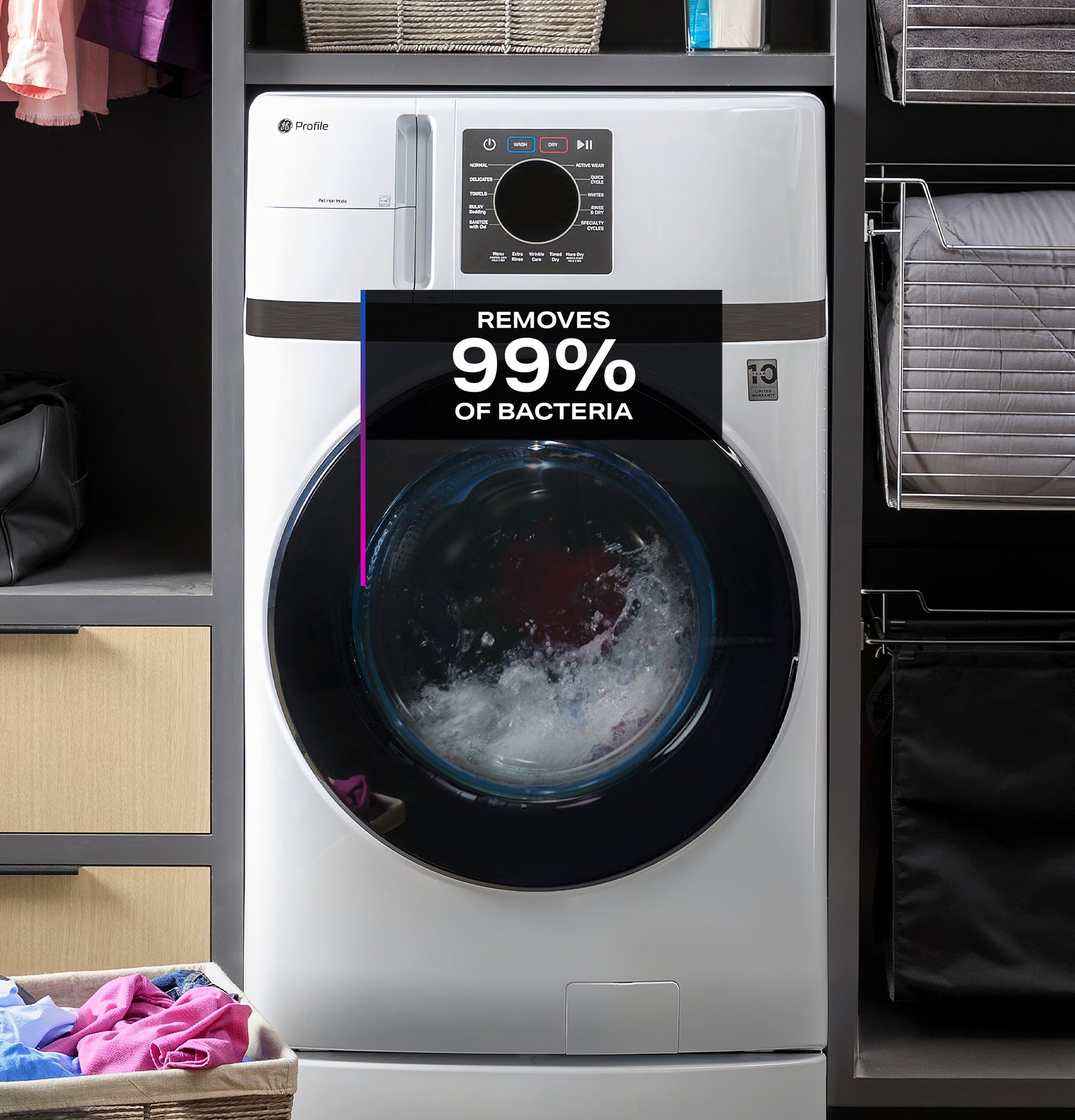 GE Profile with Pet Hair Removal Compact 4.6-cu ft Ventless All-In-One Washer Dryer Combo ( White )