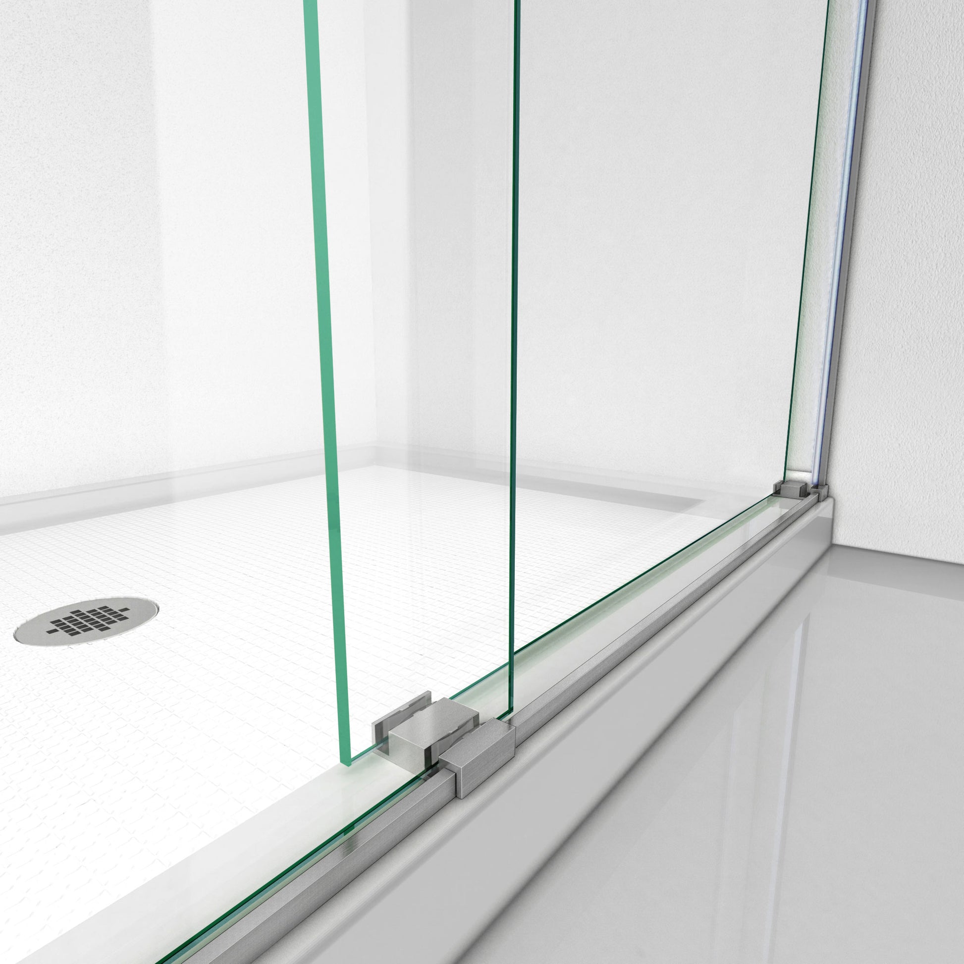 DreamLine Essence Brushed Nickel 56-in to 60-in W x 76.0-in H Frameless Clear Glass Bypass Sliding Shower door