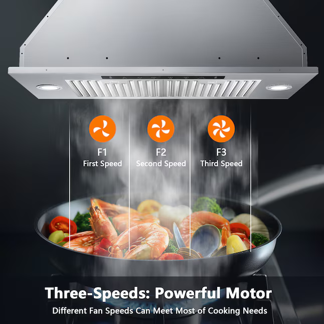 VIKIO 30-in Convertible 900-CFM Stainless Steel Insert Under Cabinet Range Hood with Charcoal Filter, E691-30-F82  RB12-30T  VKARB1230ST VIKB0130S *JR2508, Retail: $299.00, FINAL PRICE: $179.99 + TAX