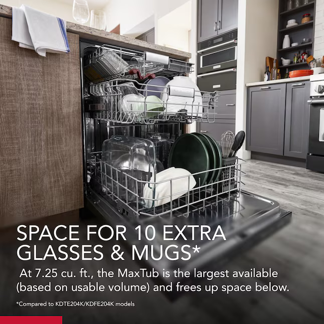KitchenAid 24-in Top Control Built-in Dishwasher With Third Rack (Black Stainless Steel with PRINTSHIELD) 44-dBA, KDTM404KBS/3 *JR2509, Retail: $1,449.00, FINAL PRICE: $799.99 + TAX