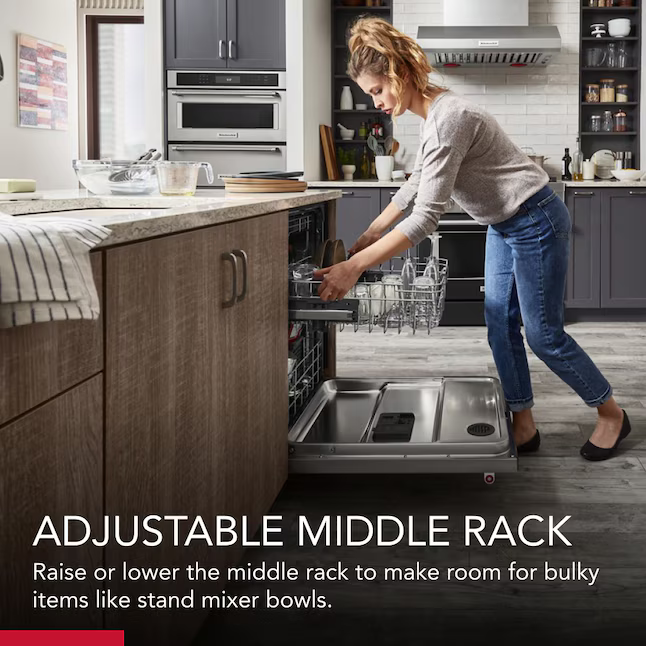 KitchenAid 24-in Top Control Built-in Dishwasher With Third Rack (Black Stainless Steel with PRINTSHIELD) 44-dBA, KDTM404KBS/3 *JR2509, Retail: $1,449.00, FINAL PRICE: $799.99 + TAX