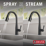 Delta Essa Single Handle Pull-Down Kitchen Faucet with Touch2O Technology in Matte Black, 9113T-BL-DST, MRSP: $728, FINAL PRICE: $ + TAX