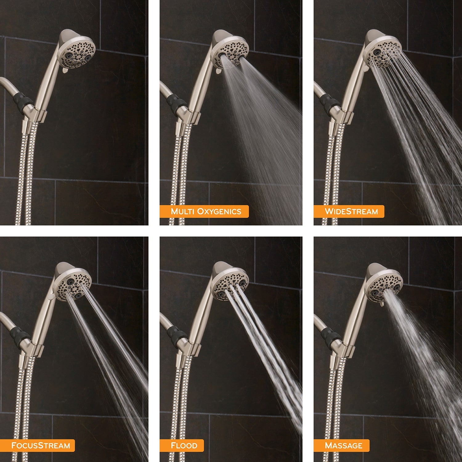 Oxygenics PowerMassage 5.0 -Spray Brushed Nickel 3.35-in Round High Pressure Handheld Shower Head 1.75 GPM, RETAIL: $39.98, FINAL PRICE: $23.99 + TAX
