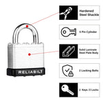 RELIABILT Keyed Padlock, 1-9/16-in Wide x 3/4-in Shackle Keyed Alike (2-Pack)