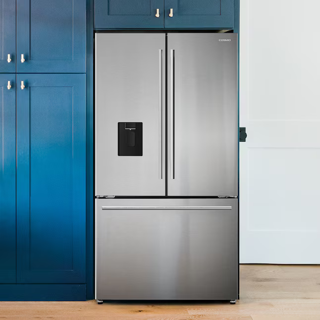 Cosmo Counter-Depth 22.4-cu ft 3-Door French Door Refrigerator with Ice Maker with Water Dispenser (Stainless Steel), COS-FDR223GWSS *JR2509, Retail: $3,149.99, FINAL PRICE: $1,499.99 + TAX