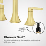 Pfister Vaneri Brushed Gold Widespread 2-handle WaterSense High-arc Bathroom Sink Faucet with Drain