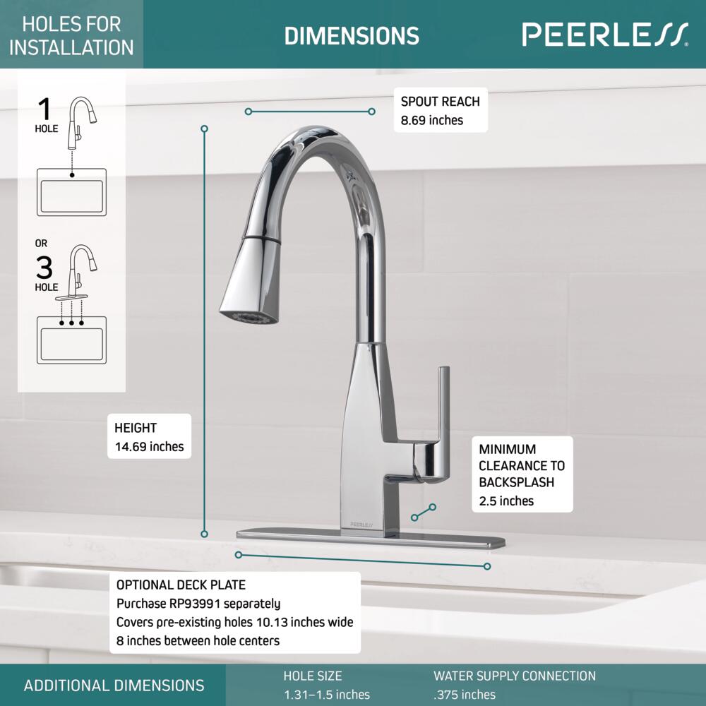 Peerless Xander Single-Handle Kitchen Faucet in Chrome, P7919LF, MSRP: $314.86, FINAL PRICE: $59.99 + TAX