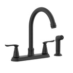 Project Source Laural Matte Black Double Handle Deck-mount Kitchen Faucet (Includes Side Sprayer), RETAIL: $99.00, FINAL PRICE: $54.99 + TAX