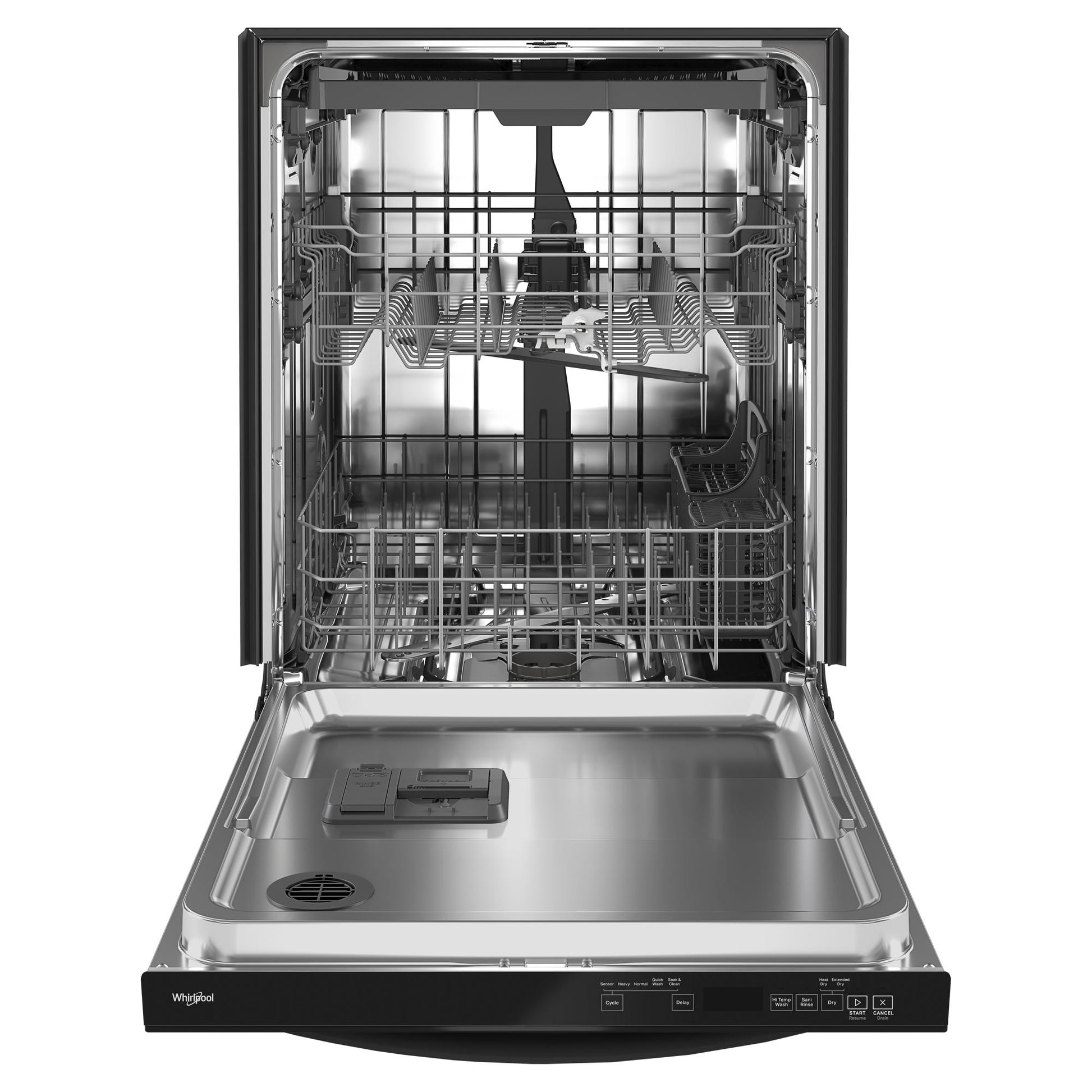 Whirlpool Eco Series 24-in Top Control Built-in Dishwasher (Black) With Third Rack, Sensor Cycle with AI Intelligent Wash, Soak and Clean , 47-Decibel