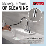 Delta Nicoli Two Handle Centerset Pull-Down Bathroom Faucet in Chrome, 25749LF-PD, MRSP: $233.2, FINAL PRICE: $ + TAX