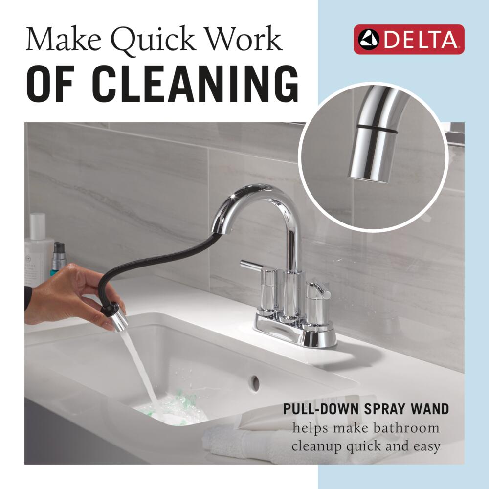 Delta Nicoli Two Handle Centerset Pull-Down Bathroom Faucet in Chrome, 25749LF-PD, MRSP: $233.2, FINAL PRICE: $ + TAX