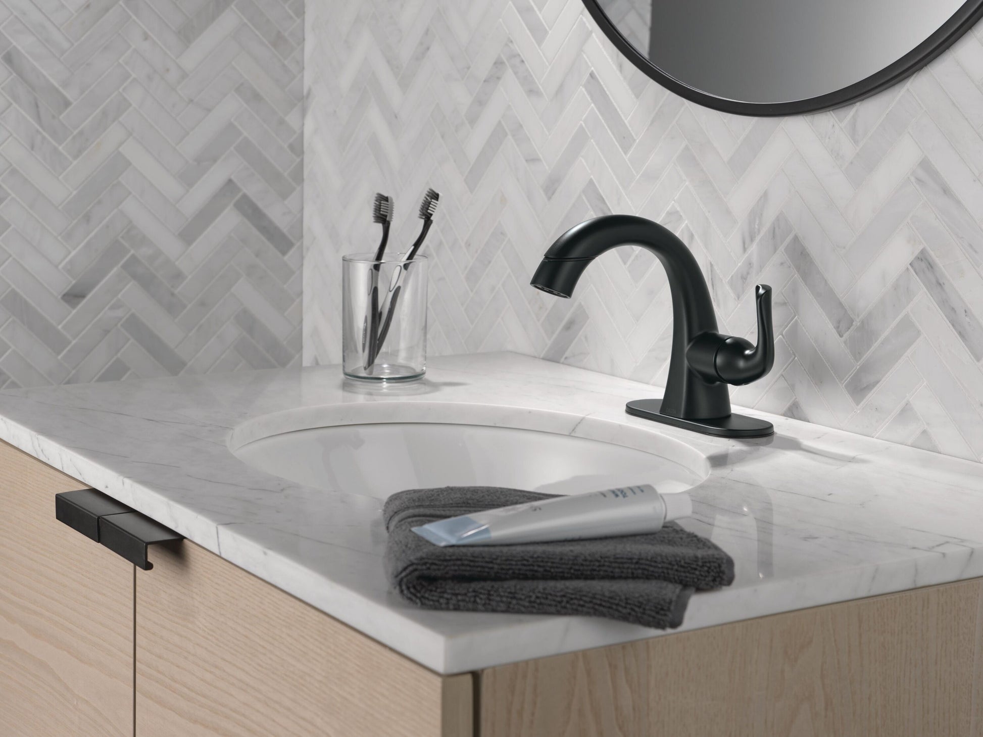 Delta Arvo Single Handle Pull-Down Bathroom Faucet in Matte Black, 15840LF-BLPD, MRSP: $328.45, FINAL PRICE: $69.99 + TAX