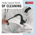 Delta Arvo Single Handle Pull-Down Bathroom Faucet in Matte Black, 15840LF-BLPD, MRSP: $328.45, FINAL PRICE: $69.99 + TAX