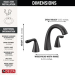Delta Arvo Two Handle Widespread Pull-Down Bathroom Faucet in Matte Black, 35840LF-BLPD, MRSP: $385, FINAL PRICE: $ + TAX