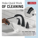 Delta Arvo Two Handle Widespread Pull-Down Bathroom Faucet in Matte Black, 35840LF-BLPD, MRSP: $385, FINAL PRICE: $ + TAX