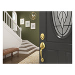 Schlage Plymouth Bright Brass Exterior Single-Cylinder Deadbolt and Keyed Entry Door Handleset