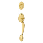 Schlage Plymouth Bright Brass Exterior Single-Cylinder Deadbolt and Keyed Entry Door Handleset