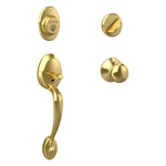 Schlage Plymouth Bright Brass Exterior Single-Cylinder Deadbolt and Keyed Entry Door Handleset