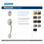 Schlage Plymouth Bright Brass Exterior Single-Cylinder Deadbolt and Keyed Entry Door Handleset