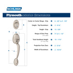 Schlage Plymouth Bright Brass Exterior Single-Cylinder Deadbolt and Keyed Entry Door Handleset