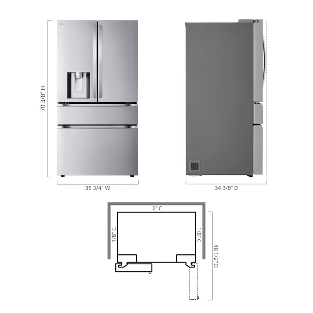 LG Standard-Depth 28.6-cu ft 4-Door Smart Compatible French Door Refrigerator with Dual Ice Maker with Water and Ice Dispenser (PrintProof Stainless Steel), LF29H8330S/01 *JR2509, Retail: $3,699.00, FINAL PRICE: $1,599.99 + TAX